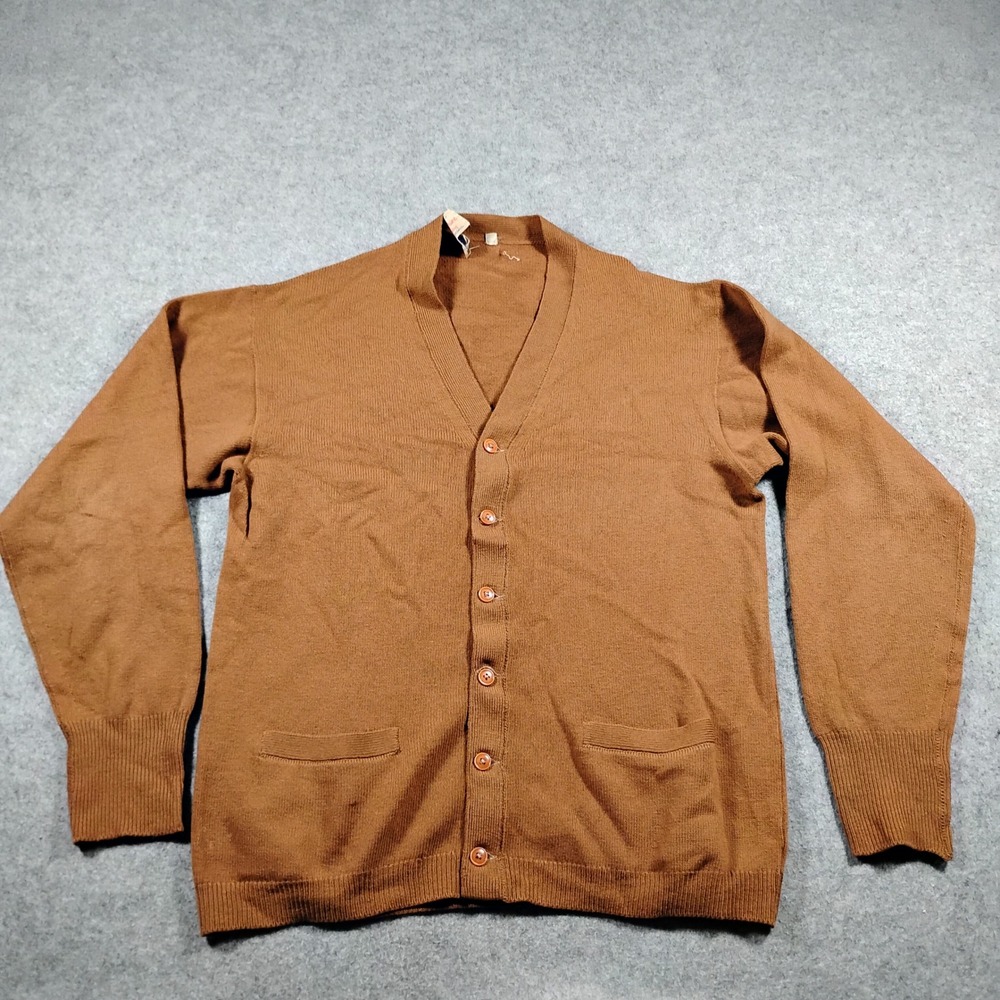 Alan Paine Men's Brown 100% Lambswool V-Neck Cardigan Sweater Size 38